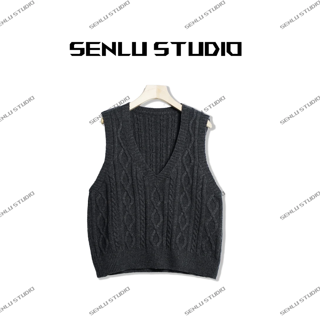 SENLU/森鹿秋冬新款森系秋季休闲针织减龄学院风背心羊毛衫毛衣