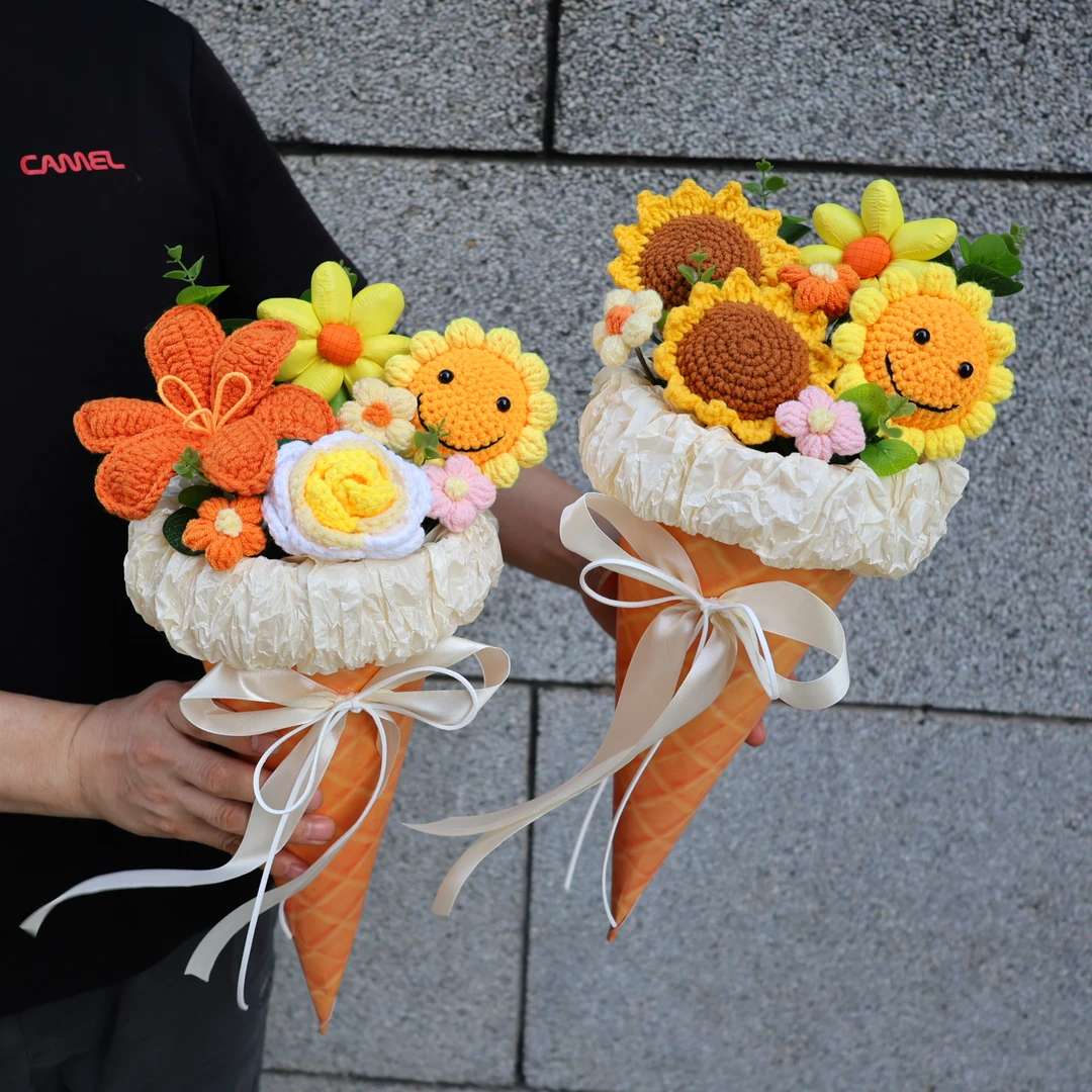 生日情人节创意毛线针织向日葵花束教师节送老师闺蜜女生儿童礼物