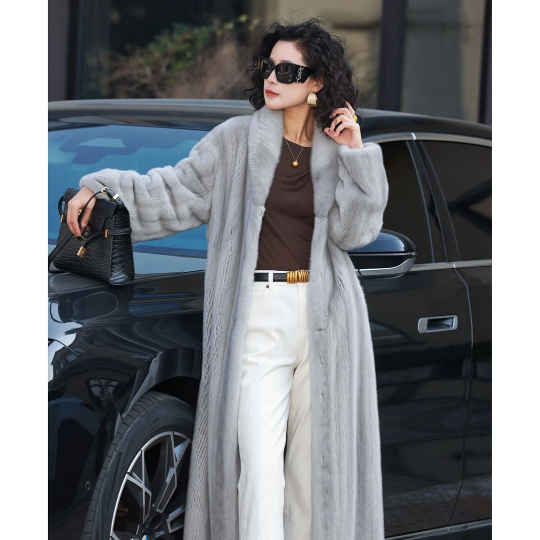 【蓝宝石】2XP稀有全抽长款-进口高奢贵气水貂皮草外套｜衣长120