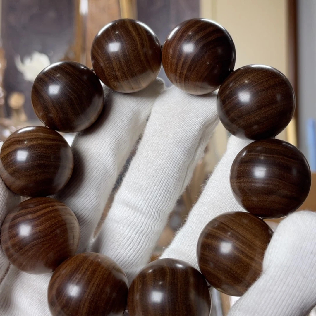 檀香木手串/手链小*点老山檀香老料横纹黑肉沉水2.5