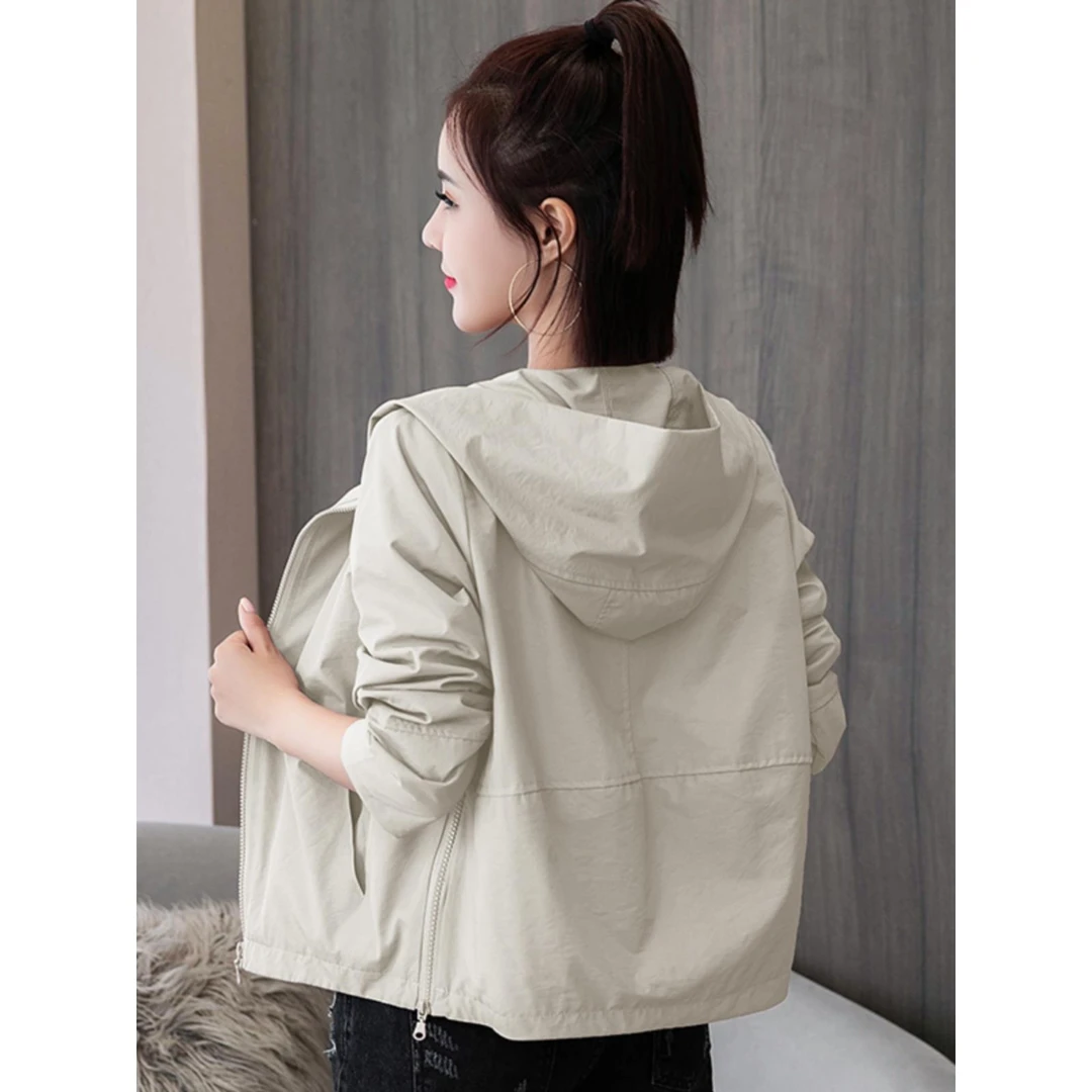 高级感外套女短款小个子连帽2025新款春季百搭显瘦女士长袖夹克潮