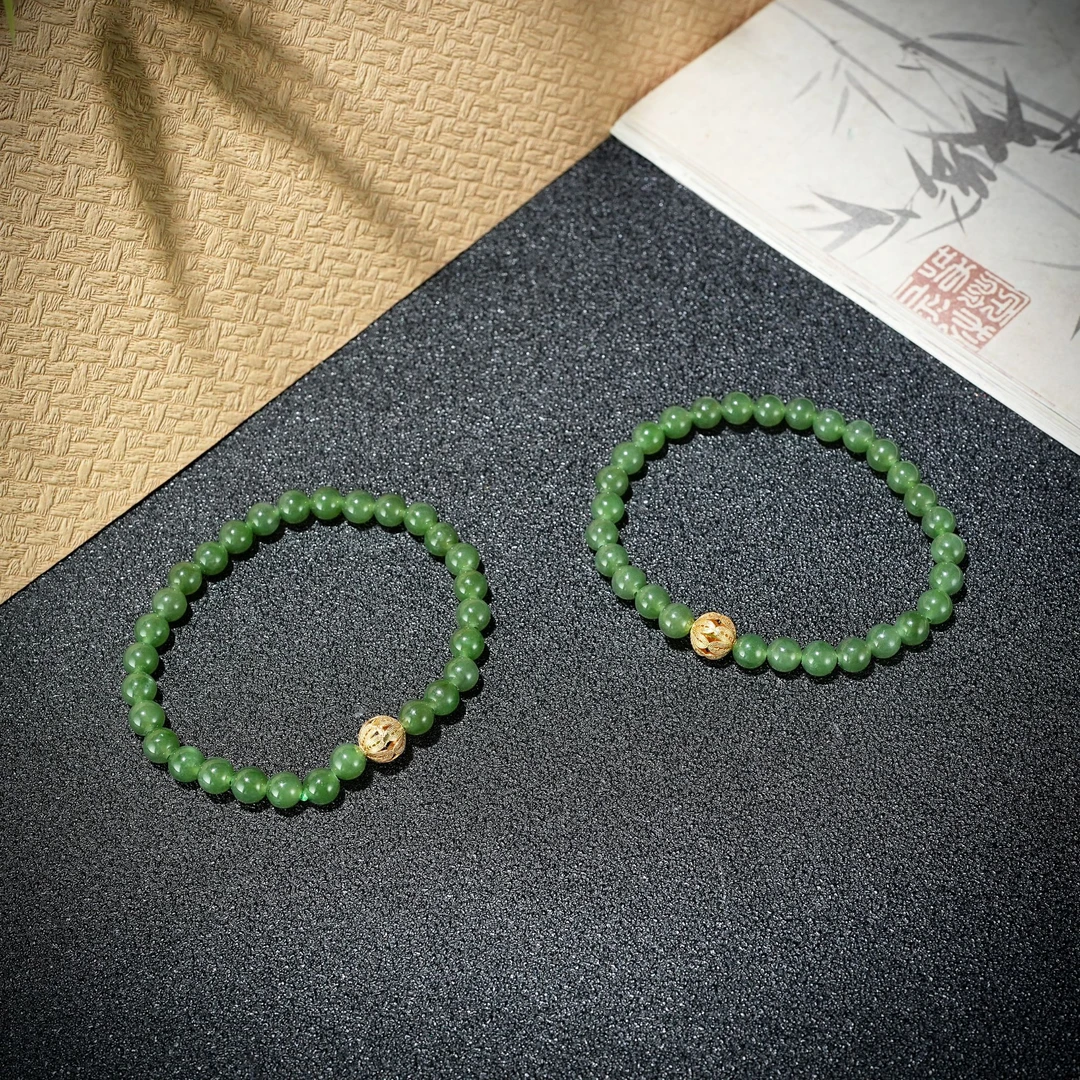 天然和田玉碧玉手串 多样性发一 YC2830046