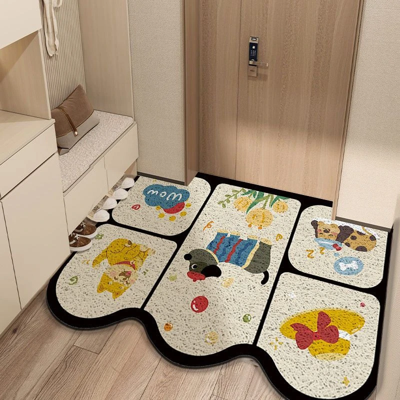 入户门地垫丝圈卡通家用玄关进门口垫子防滑耐磨除尘可剪裁脚垫