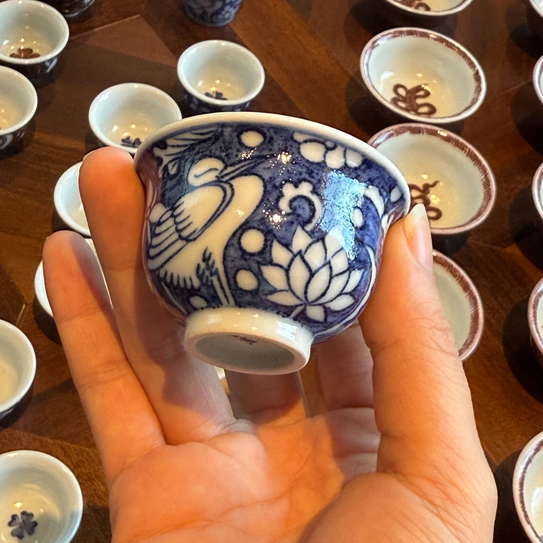 【9.27张总感恩专场】一鹭莲科青花小压手杯带内绘