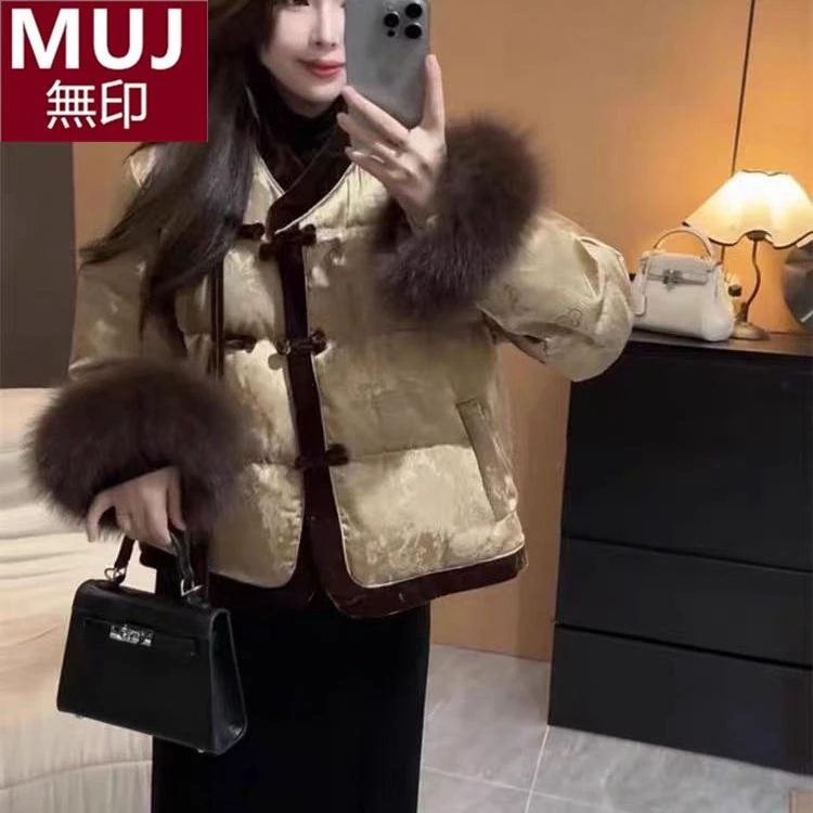 日本无印冬季新中式国风加厚外套流苏气质设计师时尚复古盘扣上衣