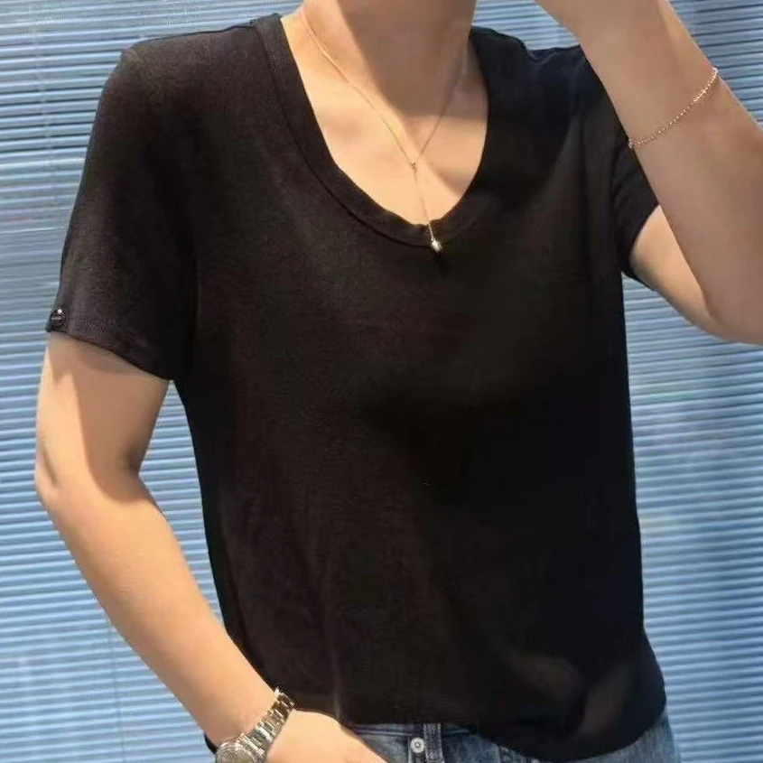 袖亮片短袖多色女士T