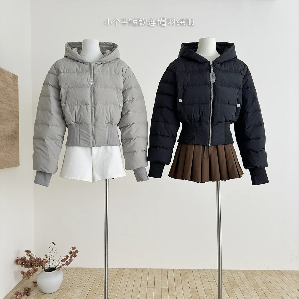肯豆同款 白鸭绒连帽羽绒服女冬季新款加厚保暖短款外套