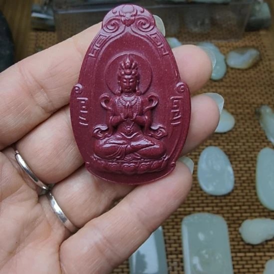 天然辰砂天三朱砂观音菩萨