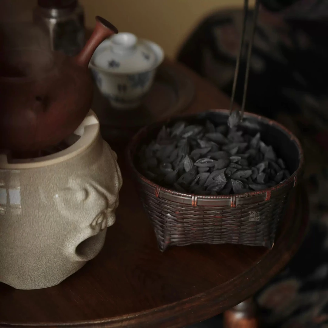 一出竹够手工竹编炭筐茶室木炭收纳篮炭篓碳炉配件装炭桶复古工装