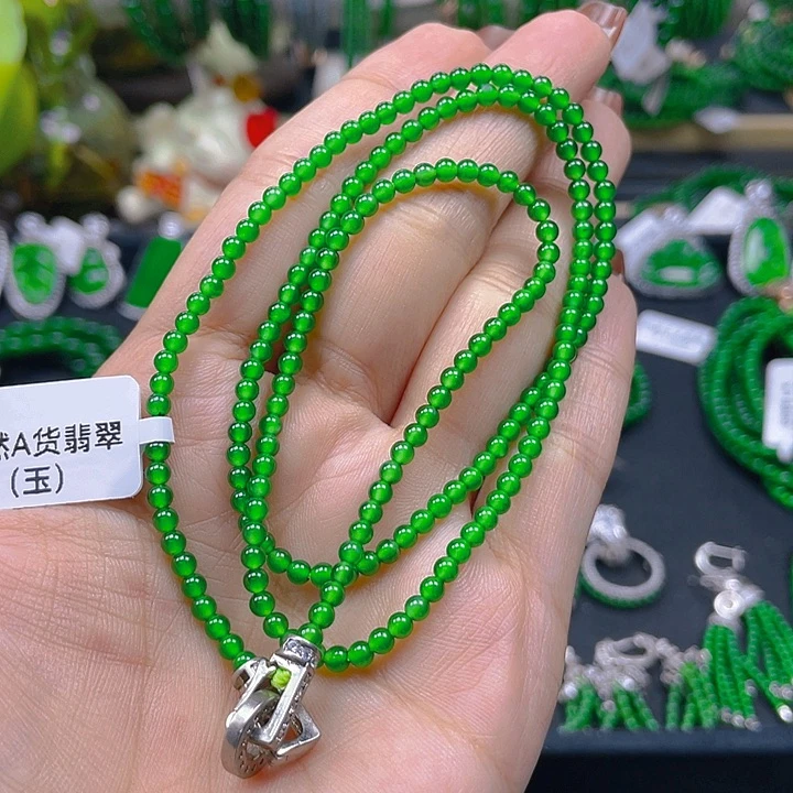 翡翠未镶嵌颈饰天然A货翡翠正阳绿3毕业