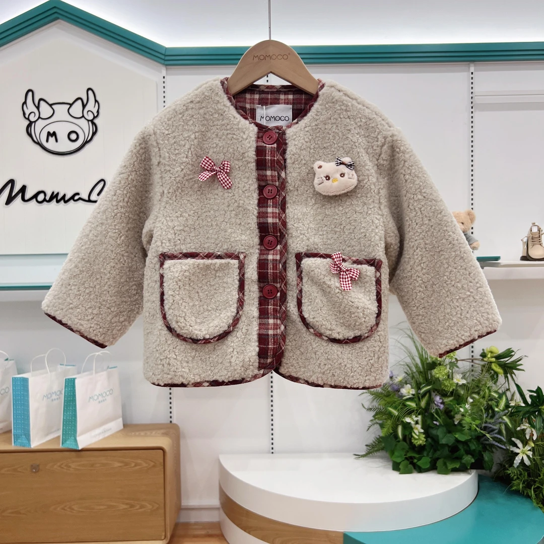 MOMOCO女童冬季新款时尚韩版加厚加绒可爱毛毛外套77725101802