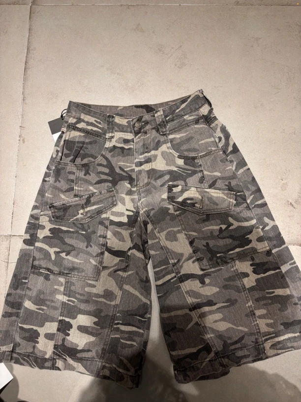 口袋中裤四季通用速干裤户外迷彩直筒夏季短裤休闲裤工装裤