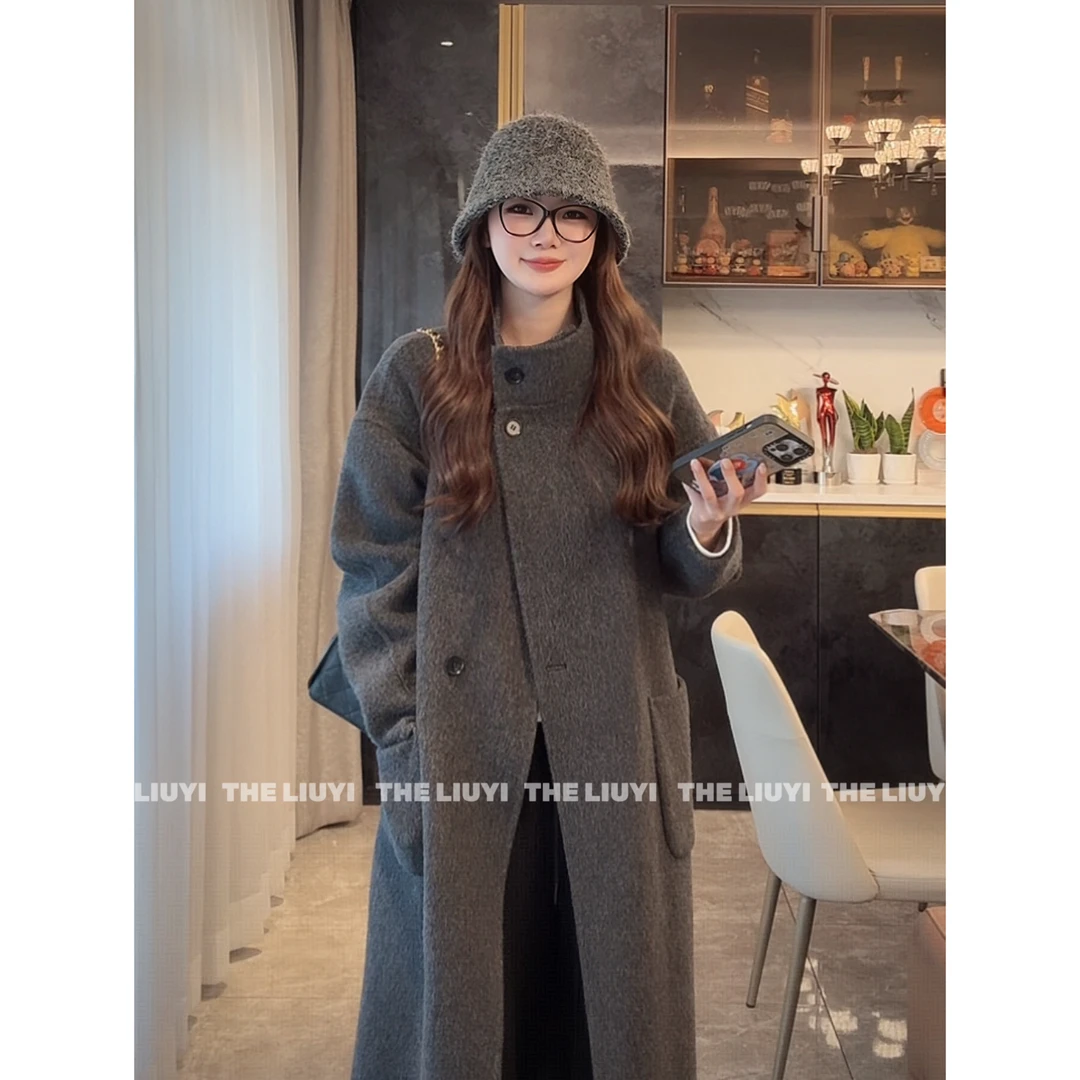 【LIUYI】100羊毛高定长款双面呢大衣51010A3