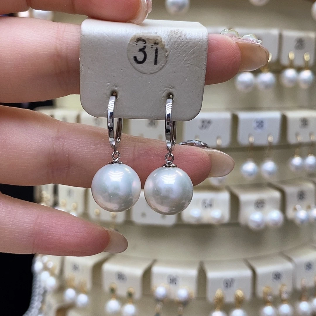 银S925镶嵌耳饰淡水珍珠
