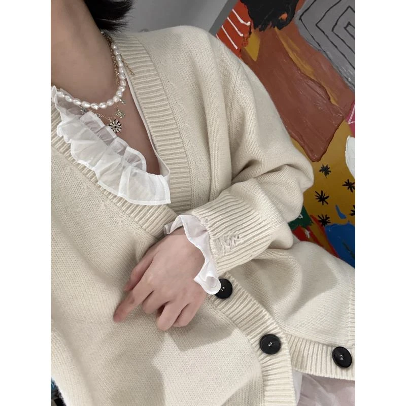 破坏毛边做旧定染全羊毛开衫 J24M192