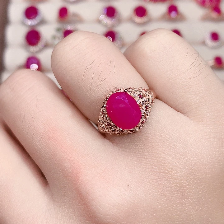 红宝石银S925镶嵌戒指