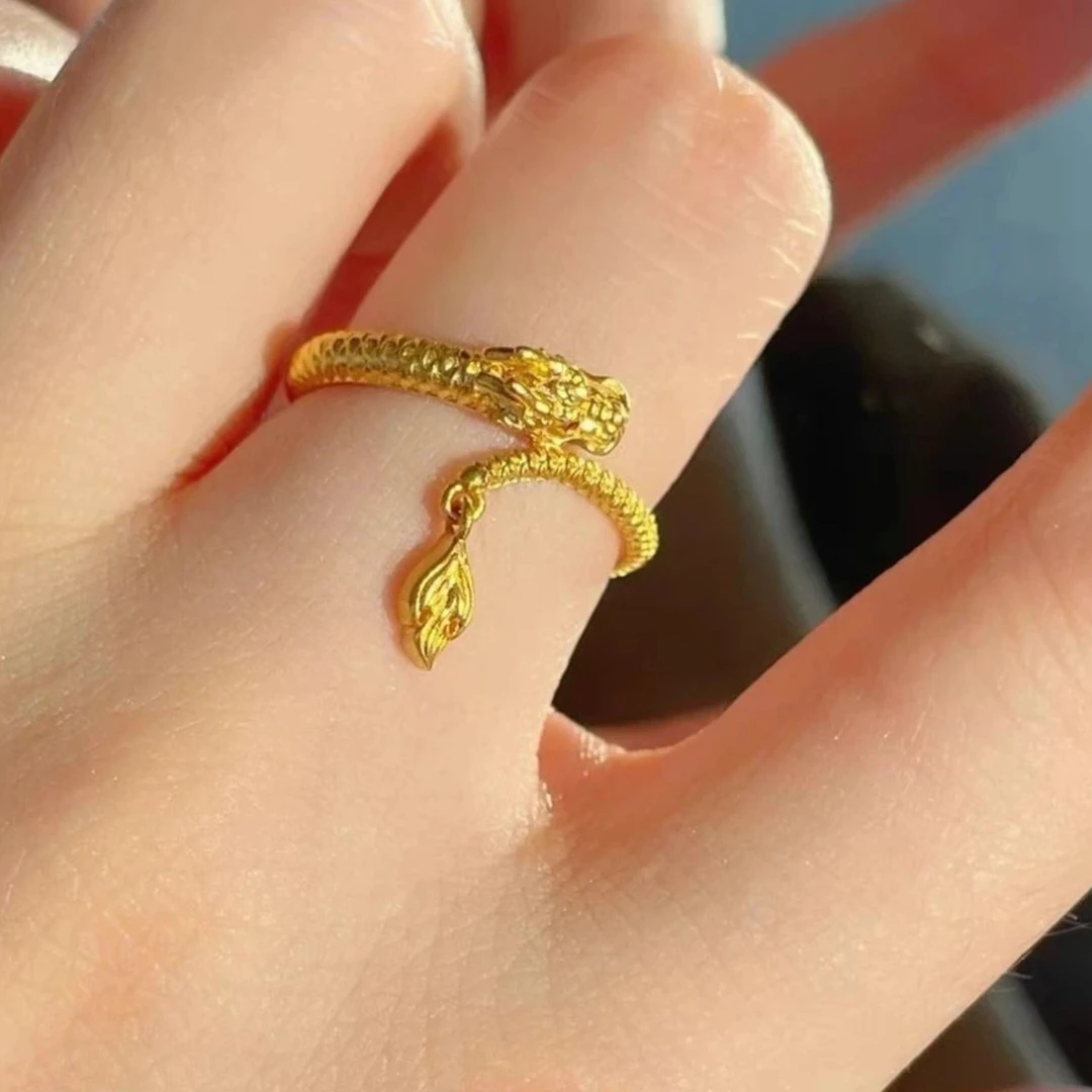 铜合金戒指 铜合金戒指 国风神龙摆尾戒指生肖龙轻奢精致可调节
