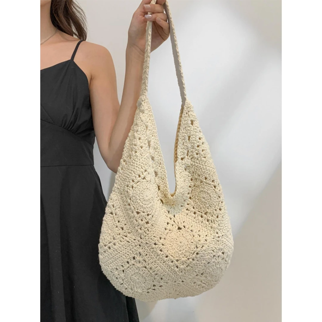 文艺森系手工编织包包休闲大容量单肩腋下包海边度假沙滩包钩织包