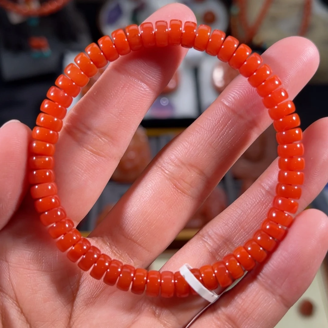 南红玛瑙未镶嵌药片手串6.2左右