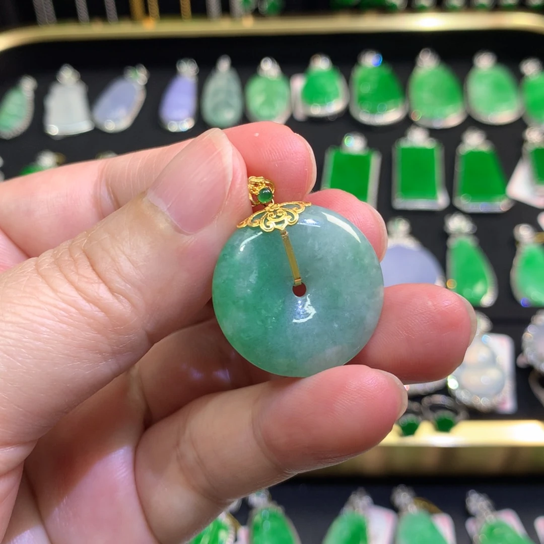 翡翠18K金镶嵌吊坠(不含链)