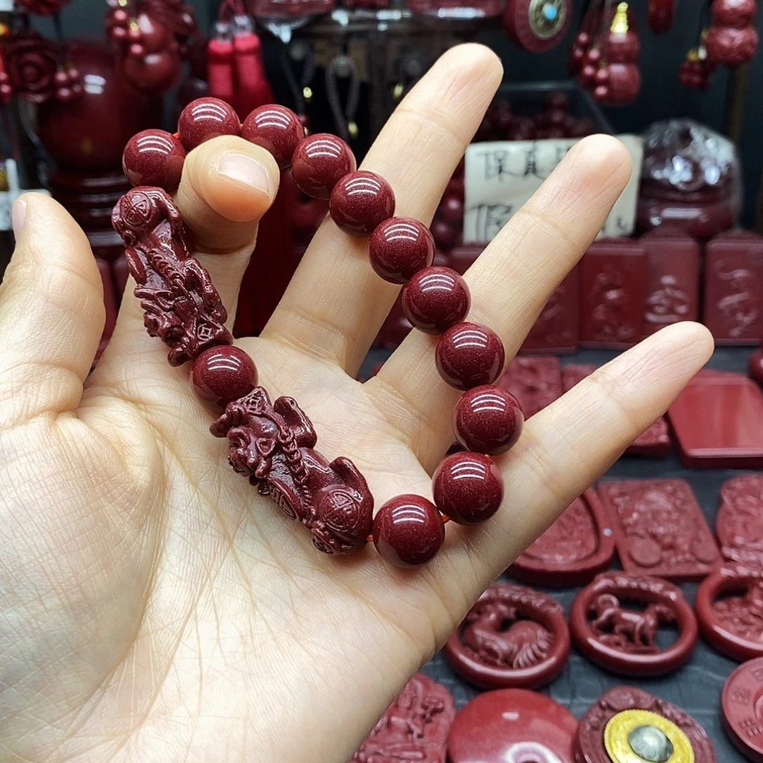 火***麟天然辰砂卡12双貔犰手串