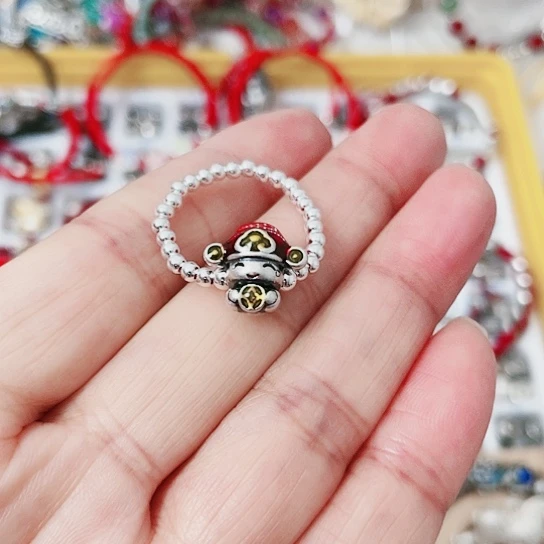 珐琅吊坠足银戒指