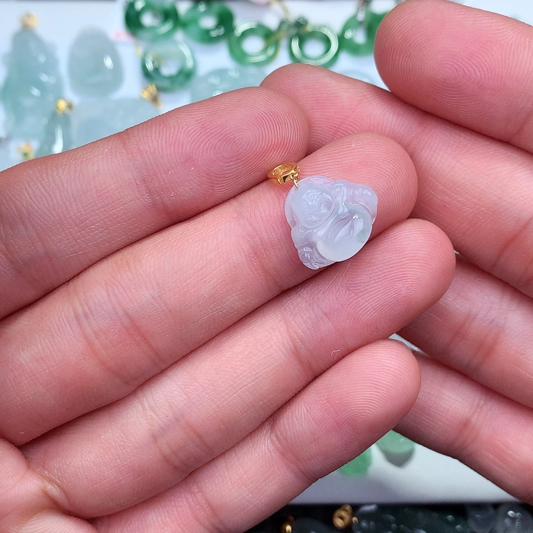 翡翠吊坠(不含链)18K金镶嵌