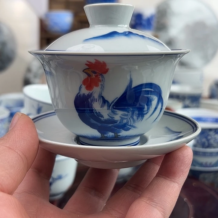 景德镇陶瓷手绘盖碗