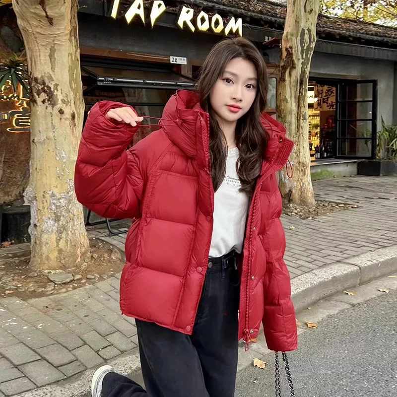 2025新款90白鹅绒泡芙显气质时尚休闲百搭连帽冬季羽绒服-ZB