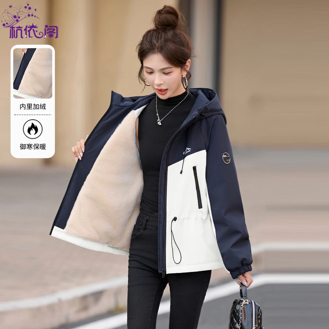 加绒加厚派克棉服女冬2025新款洋气短款收腰保暖工装夹克棉衣外套