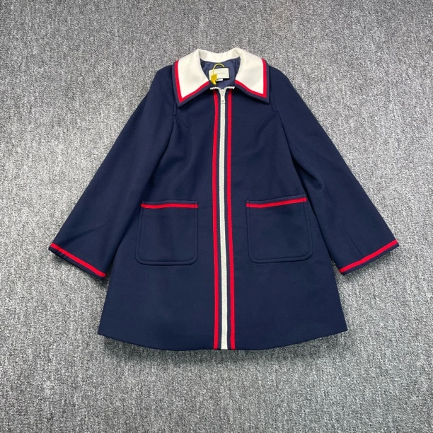 99新 GUCCI/古驰 5820/Gucci 拼色翻领长款大衣外套/38码/99新