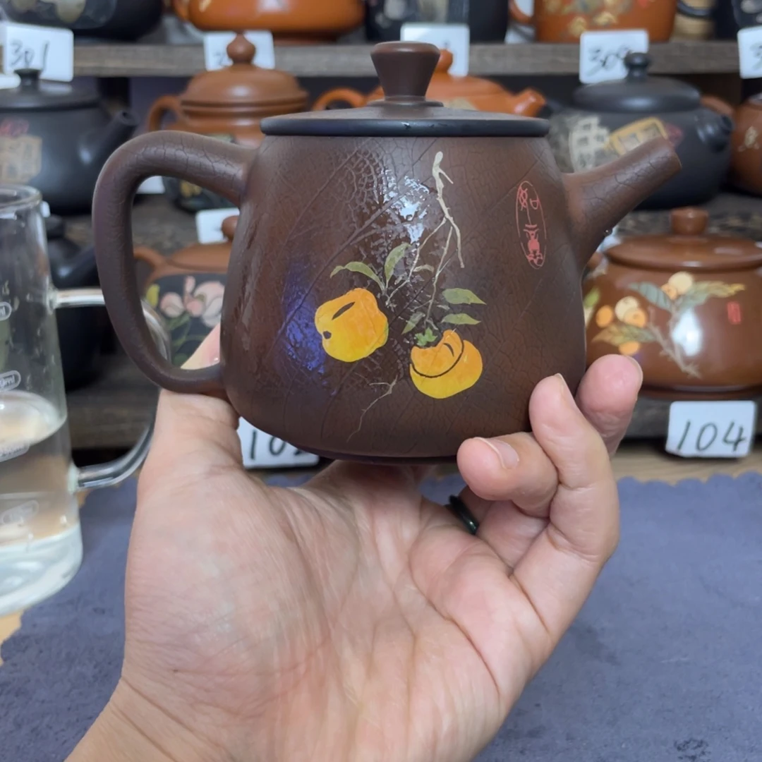 壶菩提问彩填柿柿如意高石瓢