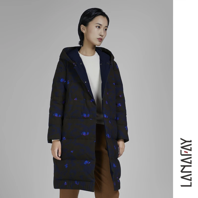 啦娜菲LANAFAY冬款连帽印花羽绒服0D927