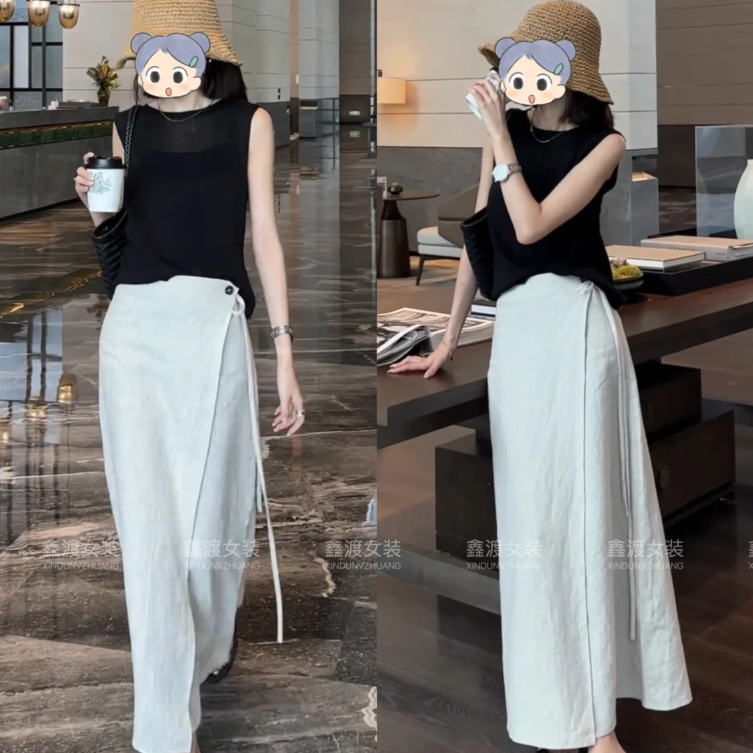 2025春夏新款时尚显瘦气质女士网红洋气两件套百搭款D6926