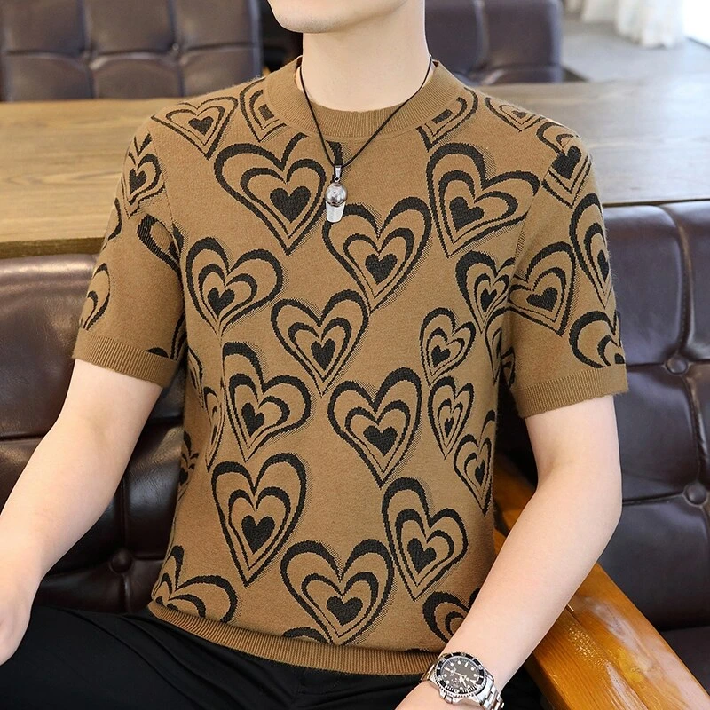 【高品质】帅气针织T恤2025秋季男卫衣打底衫圆领男士休闲百搭个性A