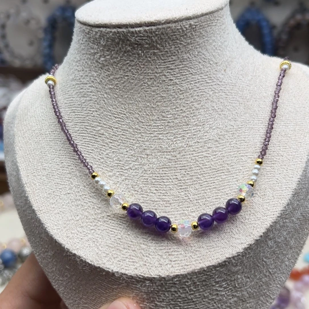 水晶未镶嵌手链紫水晶项链