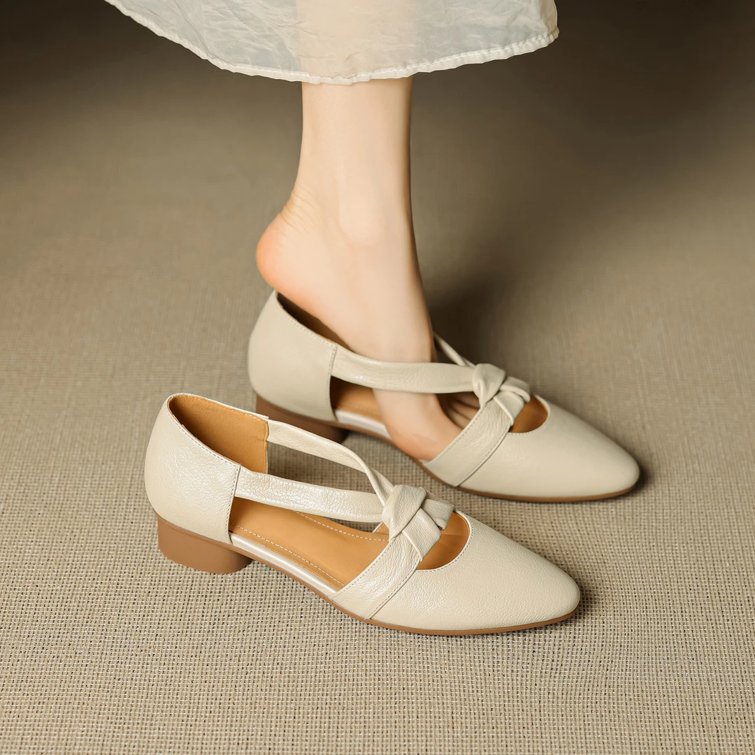 包头时装凉鞋女夏2025年新款法式复古百搭时尚气质粗跟浅口单鞋女