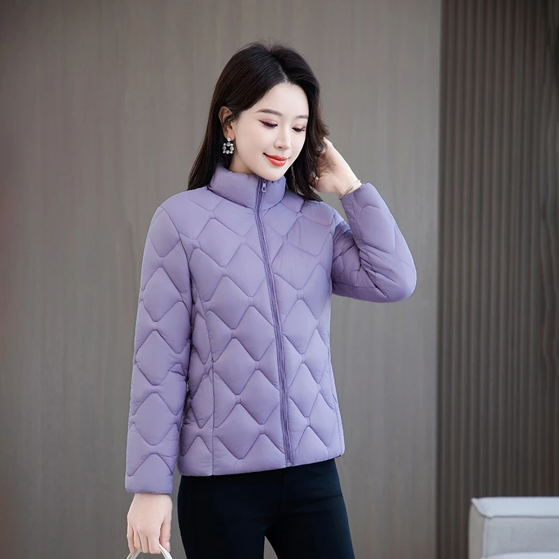 棉服女款2025新款洋气时尚女士棉衣妈妈装上档次轻薄显瘦立领棉袄