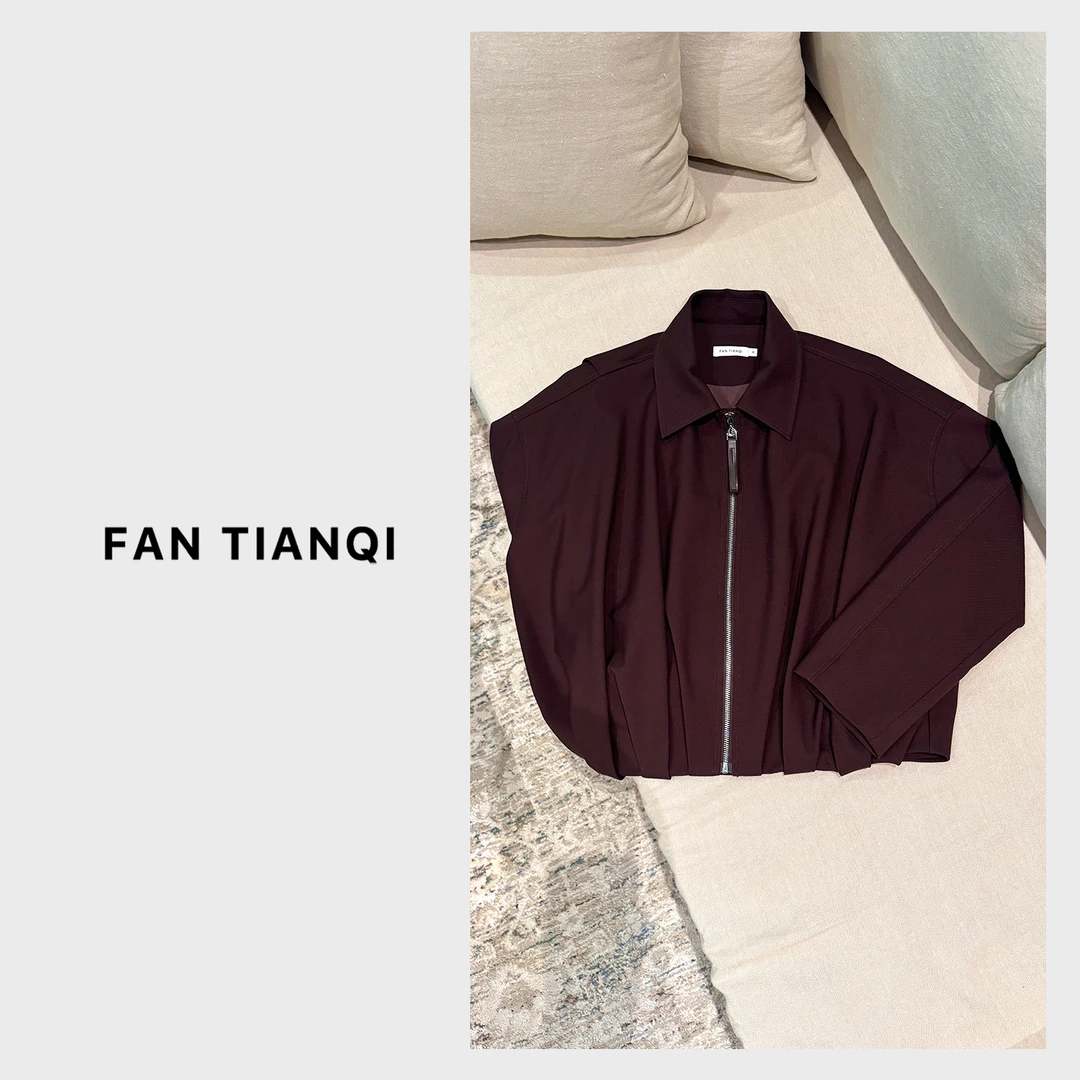 范天奇/FAN TIANQI【暮色】羊毛进口TR抽褶花苞设计感外套FYOT56054