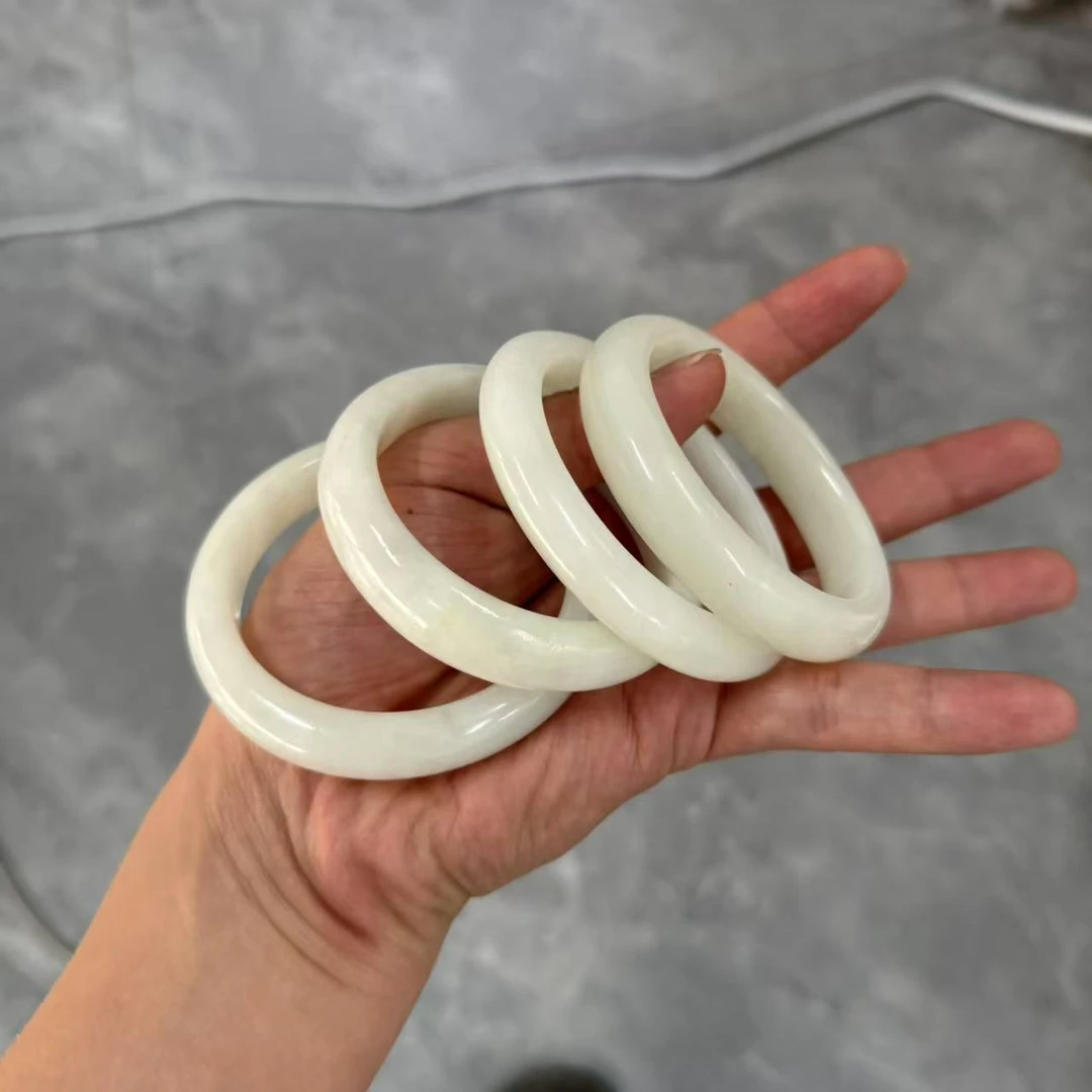 天然和田玉白玉有纹瑕疵处理手镯-多样性发一