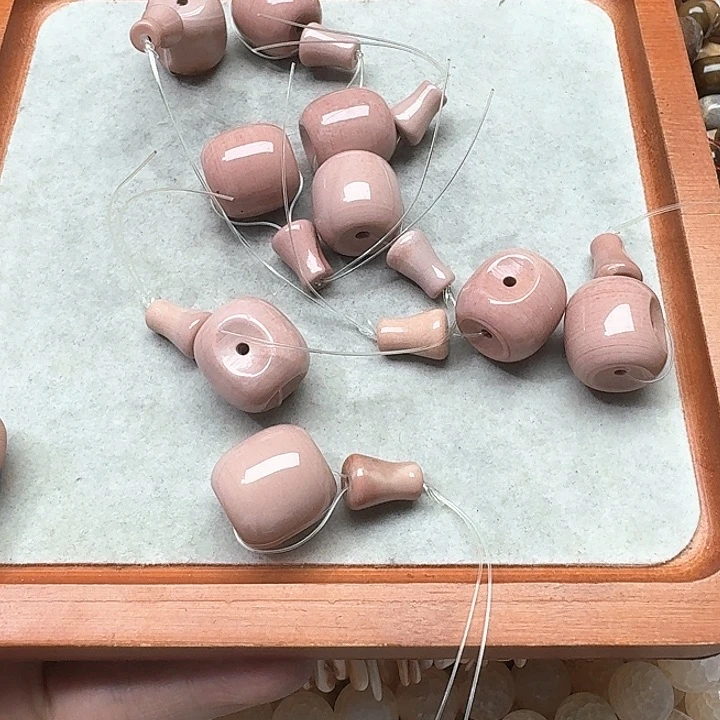 玛瑙/玉髓合金珠宝半成品一套20mm红木纹三通