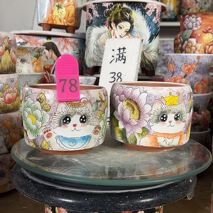 满38包邮 景德镇幸运花盆