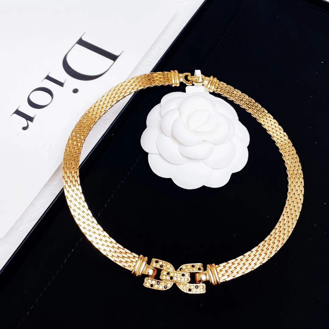 95新 DIOR/迪奥 柚礼中古/迪奥波点黑金项链LZ412264