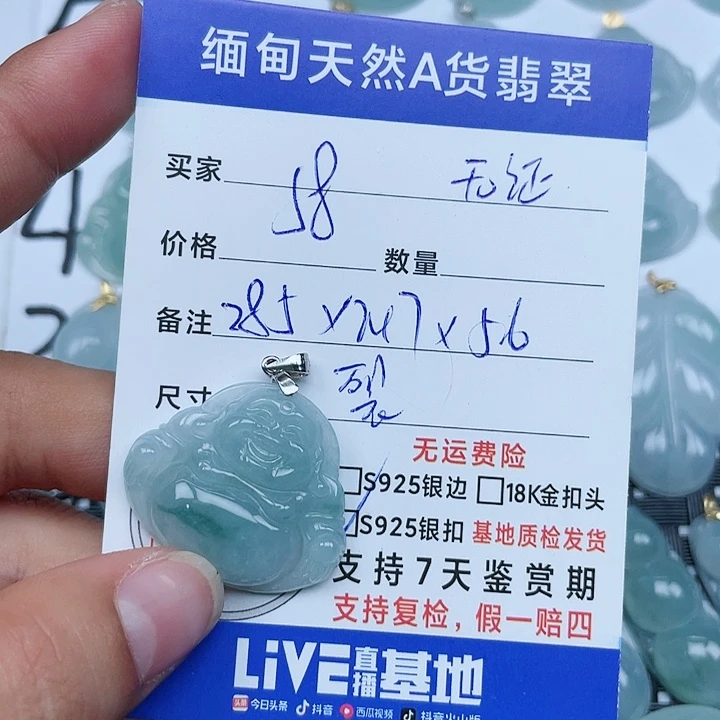 吊坠(不含链)银S925镶嵌翡翠纯天然缅甸a货翡翠