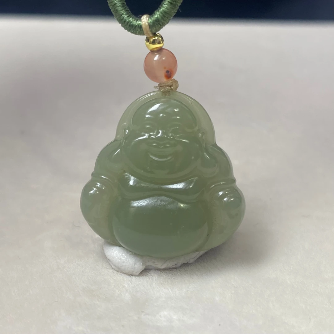 A2510011新疆和田玉笑口常开弥勒佛吊坠