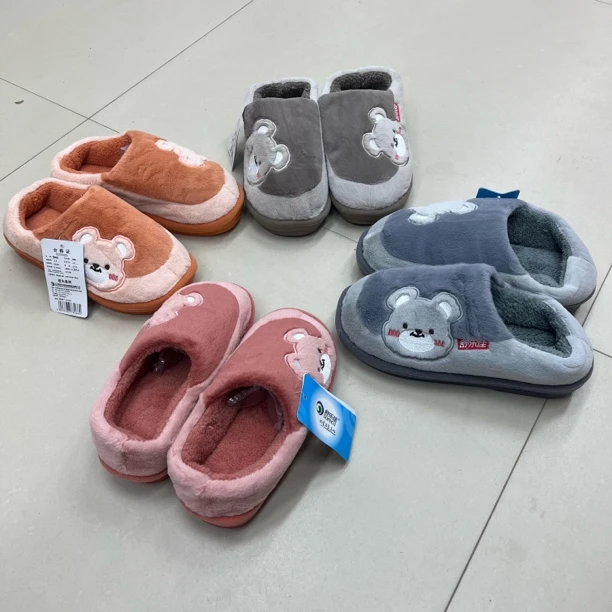 3466 男女款小熊头半包跟棉拖鞋