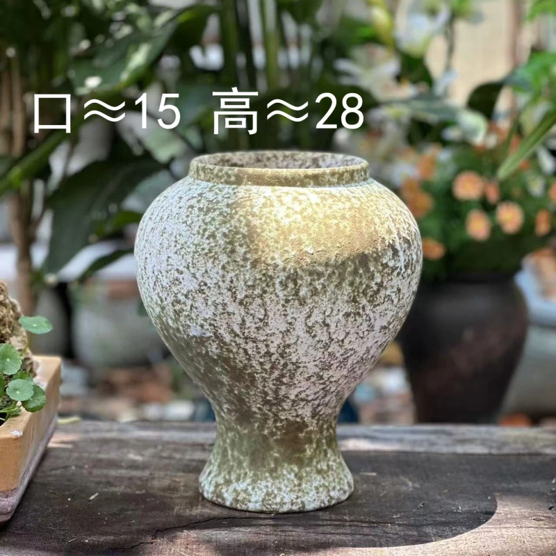 宜兴紫砂花盆 复古手工造型  绿植百搭款韵味绿豆人鱼花盆1个