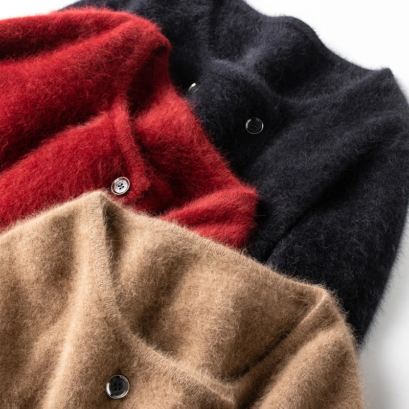 北美小动物毛毛～高端加厚针织开衫女外套女宽松慵懒长袖2025秋冬