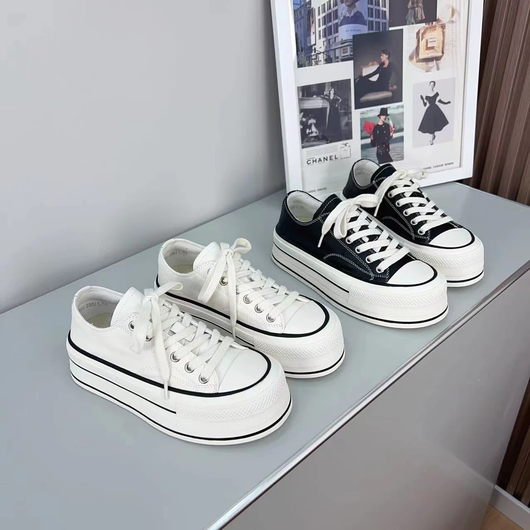 2025春季新款头层牛皮匡家厚底百搭休闲板鞋