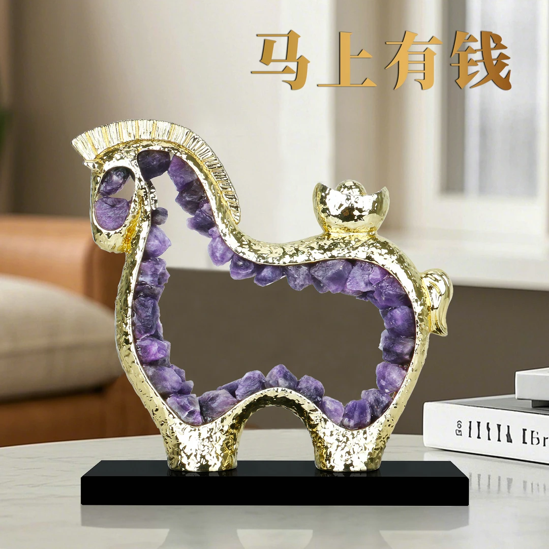 酒柜装饰品摆件轻奢风格马上有钱唐马摆件客厅电视柜装饰乔迁礼物
